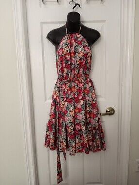 Floral Plus Size Dress With Waist Tie